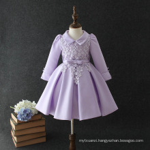 latest design elegant satin wedding party baby girls child frock dress